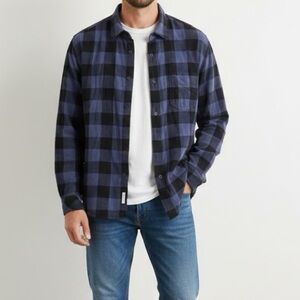 Rails Wyatt Indigo Buffalo Plaid Long Sleeve Button Down Large